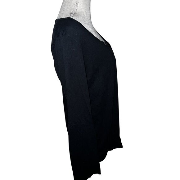 Esprit Womens Black Sequin Scoop Neck Long Sleeve Top L - Picture 3 of 9